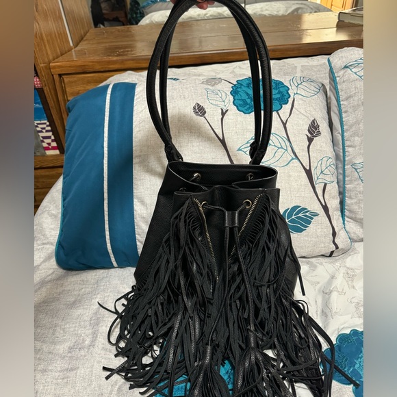 ZARA Faux Leather Fringe Bucket Backpack - Picture 8 of 8